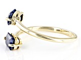 Blue Sapphire 10k Yellow Gold 2-Stone Bypass Ring 1.20ctw