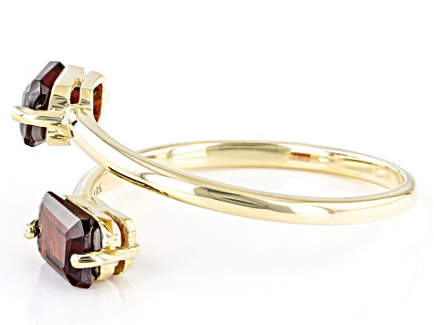 Red Vermelho Garnet™ 10k Yellow Gold 2-Stone Bypass Ring 1.19ctw