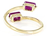 Red Ruby 10k Yellow Gold 2-Stone Bypass Ring 1.19ctw