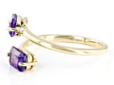 Purple African Amethyst 10k Yellow Gold 2-Stone Bypass Ring 0.94ctw