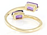 Purple African Amethyst 10k Yellow Gold 2-Stone Bypass Ring 0.94ctw