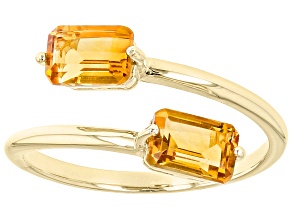 Yellow Citrine 10k Yellow Gold 2-Stone Bypass Ring 1.02ctw