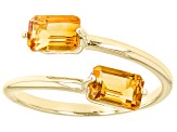 Yellow Citrine 10k Yellow Gold 2-Stone Bypass Ring 1.02ctw