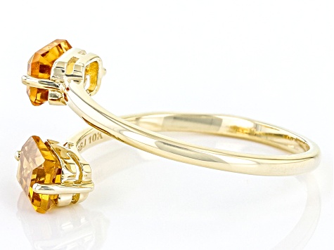 Yellow Citrine 10k Yellow Gold 2-Stone Bypass Ring 1.02ctw