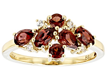 Picture of Red Garnet 10k Yellow Gold January Birthstone Band Ring 1.18ctw