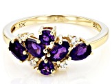 Purple Amethyst With White Zircon 10k Yellow Gold February Birthstone Band Ring 0.97ctw