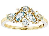 Blue Aquamarine 10k Yellow Gold March Birthstone Band Ring 0.89ctw