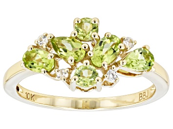 Picture of Green Peridot 10k Yellow Gold August Birthstone Band Ring 1.01ctw