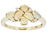 Multi-Color Ethiopian Opal 10k Yellow Gold October Birthstone Band Ring 0.66ctw