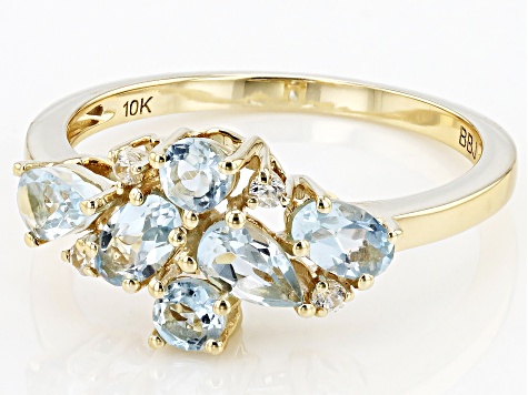 Sky Blue Glacier Topaz 10k Yellow Gold December Birthstone Band Ring 1.20ctw