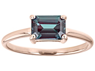 Blue Lab Created Alexandrite 10k Rose Gold June Birthstone Ring 1.02ct