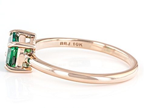Green Lab Created Emerald 10k Rose Gold May Birthstone Ring 0.80ct