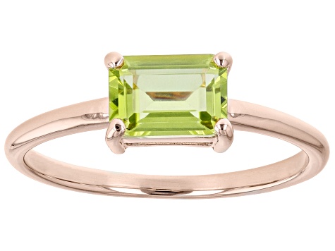 Green Peridot 10k Rose Gold August Birthstone Ring 0.87ct
