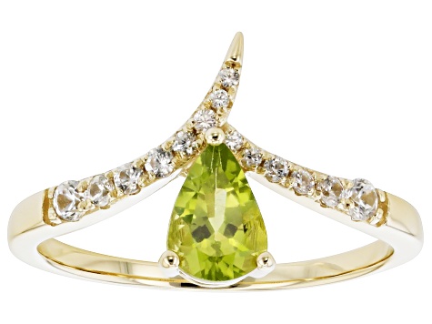 Green Peridot 10k Yellow Gold Ring 0.89ctw