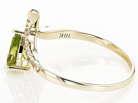 Green Peridot 10k Yellow Gold Ring 0.89ctw