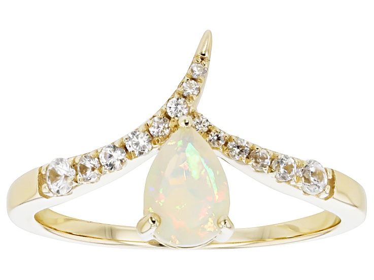 Multi Color Opal 10k Yellow Gold Ring 0.62ctw
