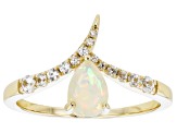 Multi Color Opal 10k Yellow Gold Ring 0.62ctw