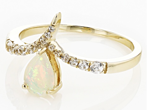 Multi Color Opal 10k Yellow Gold Ring 0.62ctw