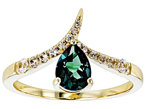 Blue Lab Created Alexandrite 10k Yellow Gold Ring 0.97ctw