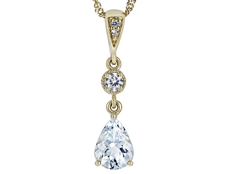 Blue Aquamarine 10k Yellow Gold Pendant with Chain 0.68ctw