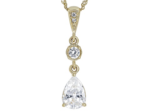 White Zircon 10k Yellow Gold Pendant With Chain 0.69ctw