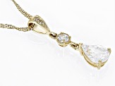 White Zircon 10k Yellow Gold Pendant With Chain 0.69ctw