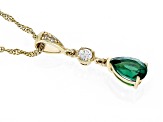 Green Lab Created Emerald 10k Yellow Gold Pendant with Chain 0.64ctw