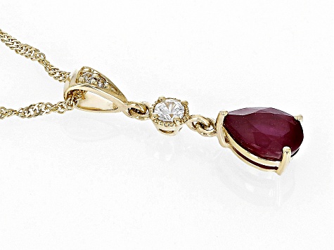 Red Mahaleo® Ruby 10k Yellow Gold Pendant with Chain 0.94ctw