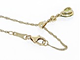 Green Peridot 10k Yellow Gold Pendant With Chain 0.69ctw