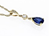 Blue Lab Created Sapphire 10k Yellow Gold Pendant with Chain 0.77ctw