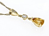 Yellow Golden Citrine 10k Yellow Gold Pendant With Chain 0.60ctw