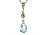 Sky Blue Topaz With White Zircon 10k Yellow Gold Pendant With Chain 0.77ctw