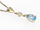 Sky Blue Topaz With White Zircon 10k Yellow Gold Pendant With Chain 0.77ctw