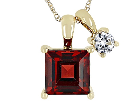 Red Garnet 10k Yellow Gold Pendant With Chain 1.34ctw