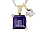 Purple Amethyst 10k Yellow Gold Pendant with Chain 1.08ctw