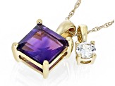 Purple Amethyst 10k Yellow Gold Pendant with Chain 1.08ctw