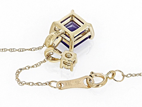 Purple Amethyst 10k Yellow Gold Pendant with Chain 1.08ctw