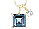 Blue Lab Created Alexandrite 10k Yellow Gold Pendant With Chain 1.24ctw