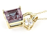 Blue Lab Created Alexandrite 10k Yellow Gold Pendant With Chain 1.24ctw