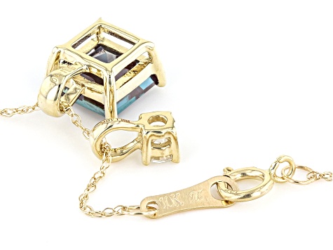 Blue Lab Created Alexandrite 10k Yellow Gold Pendant With Chain 1.24ctw