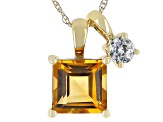 Golden Citrine 10k Yellow Gold Pendant With Chain 0.99ctw