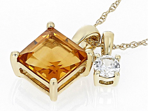 Golden Citrine 10k Yellow Gold Pendant With Chain 0.99ctw
