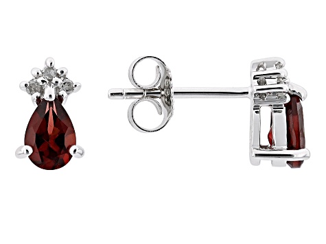 Red Garnet Rhodium Over 10k White Gold Stud Earrings 0.89ctw