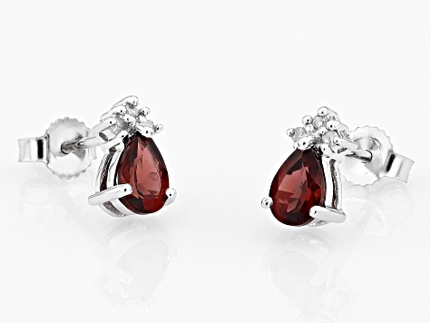 Red Garnet Rhodium Over 10k White Gold Stud Earrings 0.89ctw