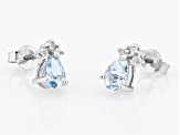 Aquamarine Rhodium Over 10k White Gold Stud Earrings 0.72ctw