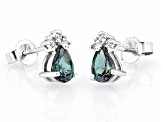 Blue Lab Created Alexandrite Rhodium Over 10k White Gold Stud Earrings 0.89ctw