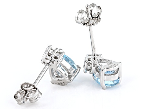 Sky Blue Topaz Rhodium Over 10k White Gold Stud Earrings 0.96ctw