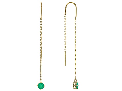 Green Emerald 10k Yellow Gold Threader Earrings 0.94ctw