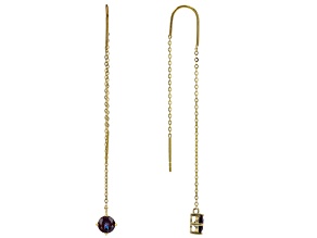 Blue Lab Created Alexandrite 10k Yellow Gold Threader Earrings 0.97ctw