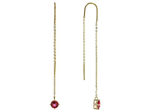 Red Mahaleo(R) Ruby 10k Yellow Gold Threader Earrings 1.24ctw
